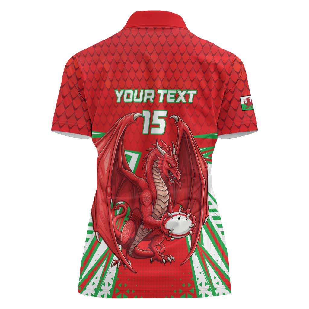 Wales Rugby Custom Women Polo Shirt Dragon Scales Style - Wonder Print Shop