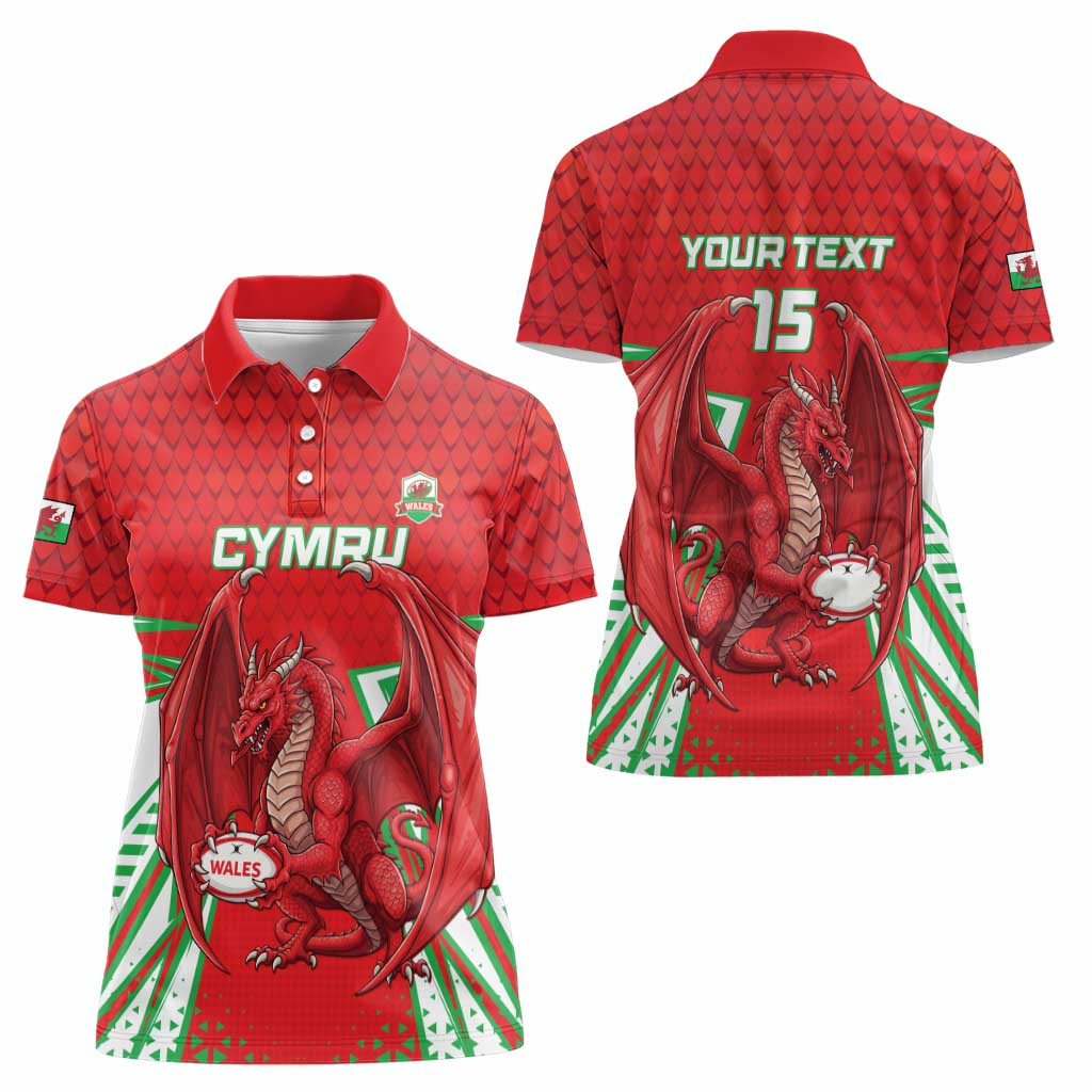 Wales Rugby Custom Women Polo Shirt Dragon Scales Style - Wonder Print Shop