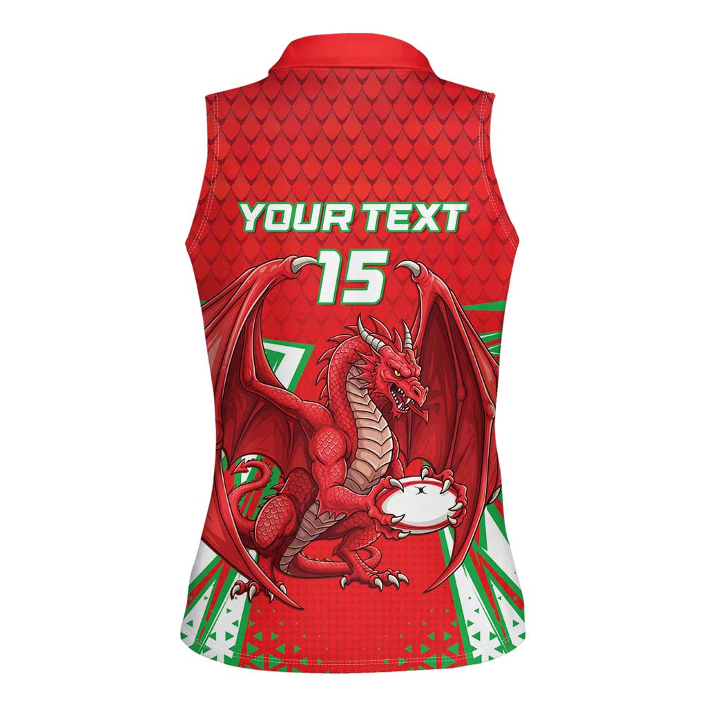 Wales Rugby Custom Women Sleeveless Polo Shirt Dragon Scales Style - Wonder Print Shop
