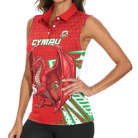 Wales Rugby Custom Women Sleeveless Polo Shirt Dragon Scales Style - Wonder Print Shop