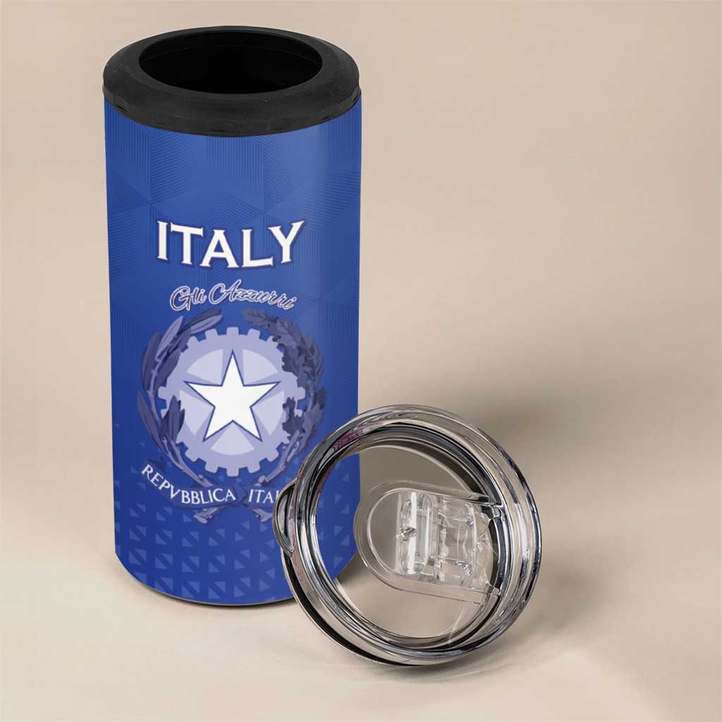 Italy Rugby Custom 4 in 1 Can Cooler Tumbler Go Gli Azzurri - Wonder Print Shop