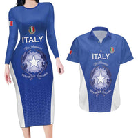 Italy Rugby Custom Couples Matching Long Sleeve Bodycon Dress and Hawaiian Shirt Go Gli Azzurri - Wonder Print Shop