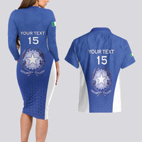 Italy Rugby Custom Couples Matching Long Sleeve Bodycon Dress and Hawaiian Shirt Go Gli Azzurri - Wonder Print Shop