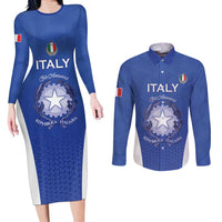 Italy Rugby Custom Couples Matching Long Sleeve Bodycon Dress and Long Sleeve Button Shirt Go Gli Azzurri - Wonder Print Shop