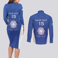 Italy Rugby Custom Couples Matching Long Sleeve Bodycon Dress and Long Sleeve Button Shirt Go Gli Azzurri - Wonder Print Shop