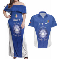 Italy Rugby Custom Couples Matching Off Shoulder Maxi Dress and Hawaiian Shirt Go Gli Azzurri - Wonder Print Shop