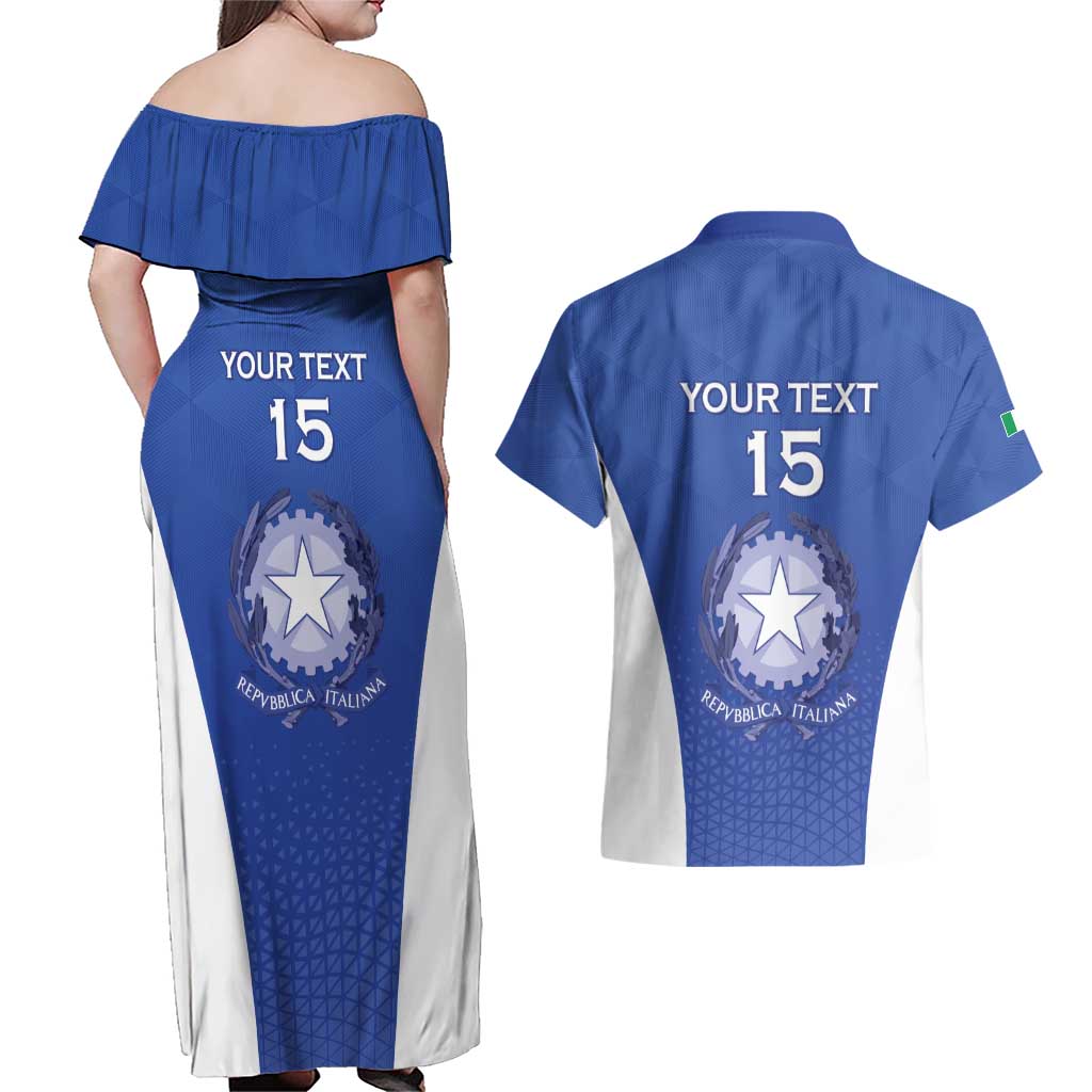 Italy Rugby Custom Couples Matching Off Shoulder Maxi Dress and Hawaiian Shirt Go Gli Azzurri - Wonder Print Shop