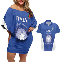 Italy Rugby Custom Couples Matching Off Shoulder Short Dress and Hawaiian Shirt Go Gli Azzurri - Wonder Print Shop