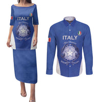 Italy Rugby Custom Couples Matching Puletasi and Long Sleeve Button Shirt Go Gli Azzurri - Wonder Print Shop