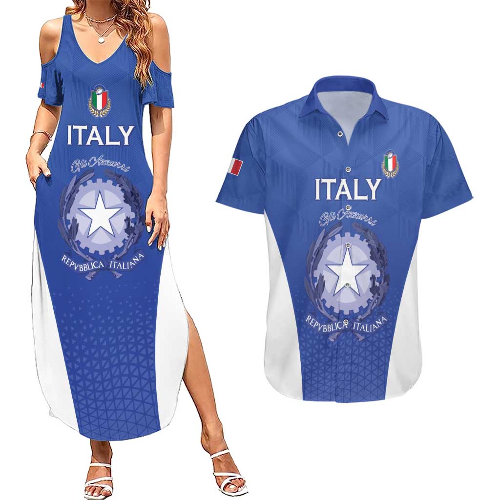 Italy Rugby Custom Couples Matching Summer Maxi Dress and Hawaiian Shirt Go Gli Azzurri - Wonder Print Shop
