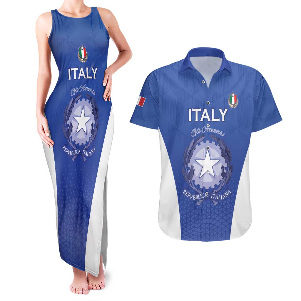 Italy Rugby Custom Couples Matching Tank Maxi Dress and Hawaiian Shirt Go Gli Azzurri - Wonder Print Shop