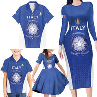Italy Rugby Custom Family Matching Long Sleeve Bodycon Dress and Hawaiian Shirt Go Gli Azzurri - Wonder Print Shop