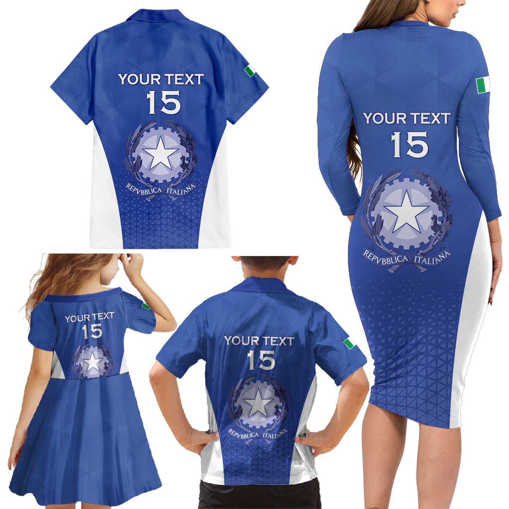 Italy Rugby Custom Family Matching Long Sleeve Bodycon Dress and Hawaiian Shirt Go Gli Azzurri - Wonder Print Shop