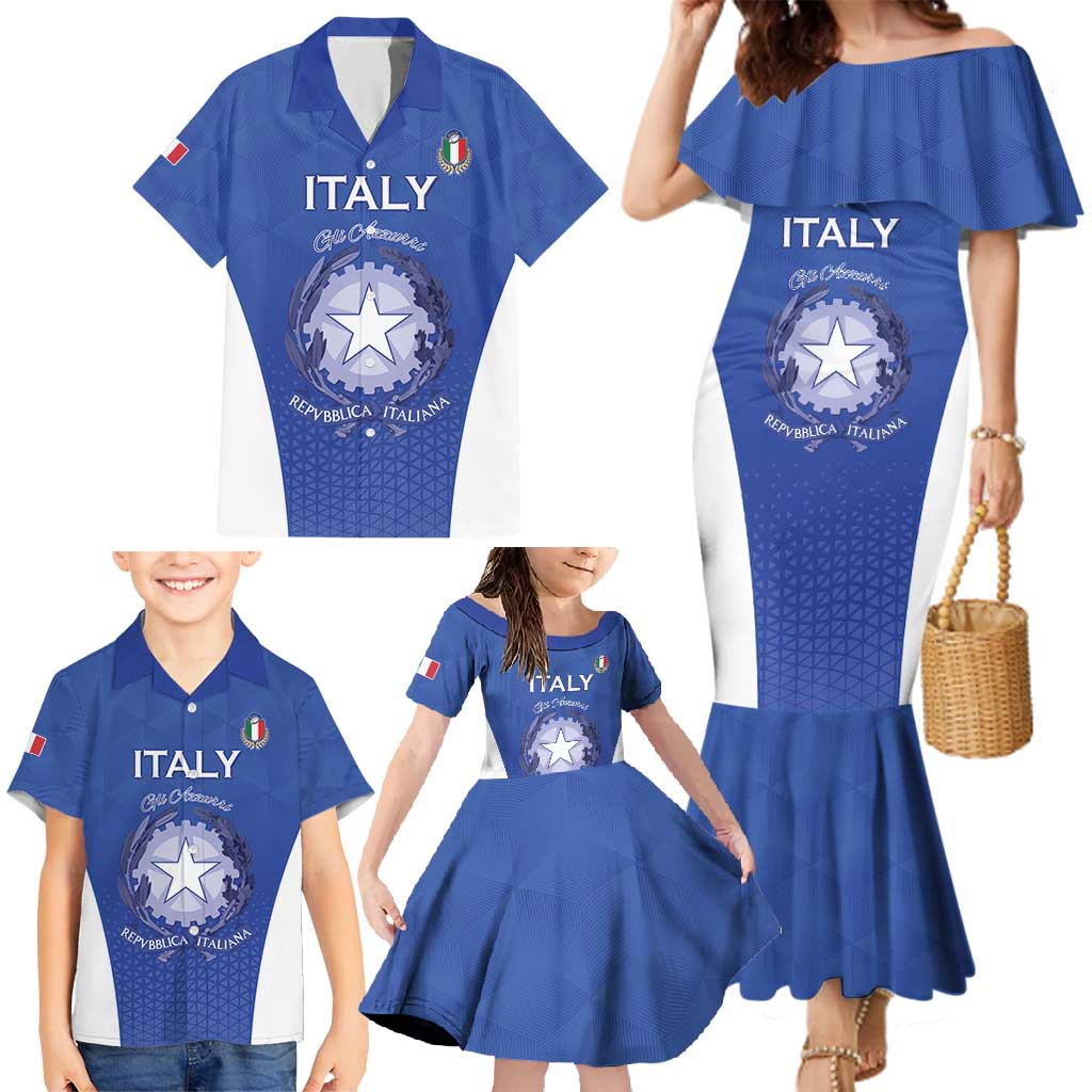 Italy Rugby Custom Family Matching Mermaid Dress and Hawaiian Shirt Go Gli Azzurri - Wonder Print Shop