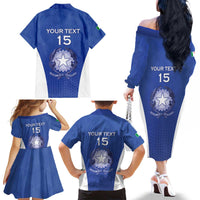 Italy Rugby Custom Family Matching Off The Shoulder Long Sleeve Dress and Hawaiian Shirt Go Gli Azzurri - Wonder Print Shop