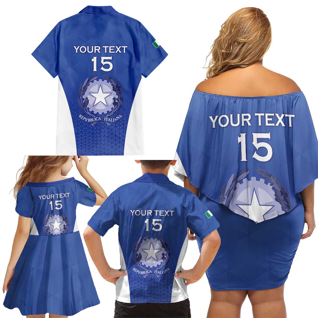 Italy Rugby Custom Family Matching Off Shoulder Short Dress and Hawaiian Shirt Go Gli Azzurri - Wonder Print Shop
