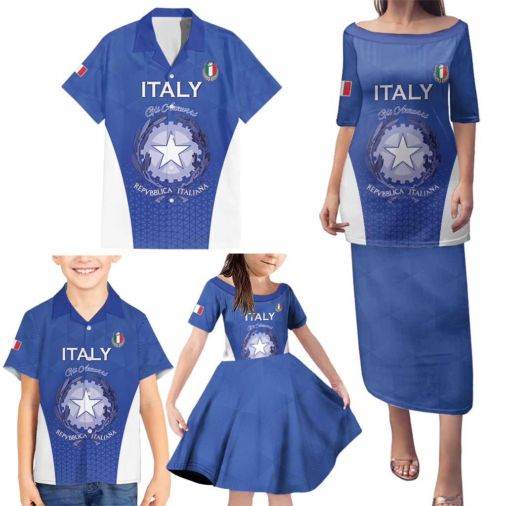 Italy Rugby Custom Family Matching Puletasi and Hawaiian Shirt Go Gli Azzurri - Wonder Print Shop