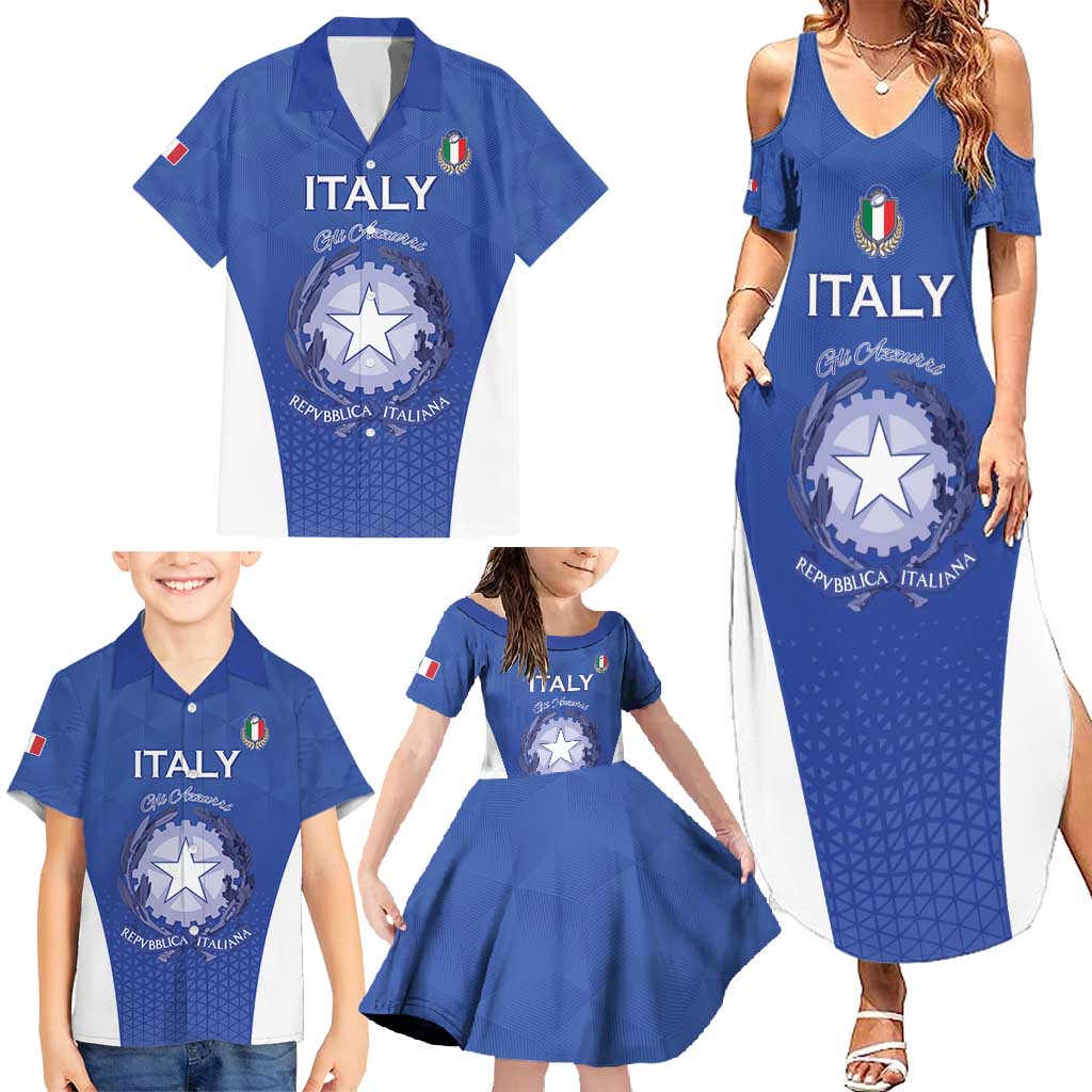 Italy Rugby Custom Family Matching Summer Maxi Dress and Hawaiian Shirt Go Gli Azzurri - Wonder Print Shop