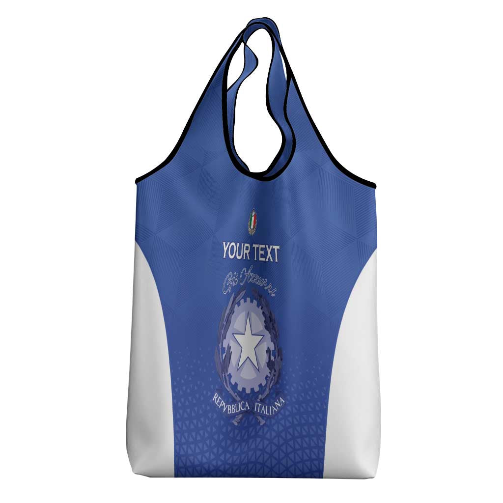 Italy Rugby Custom Grocery Bag Go Gli Azzurri - Wonder Print Shop