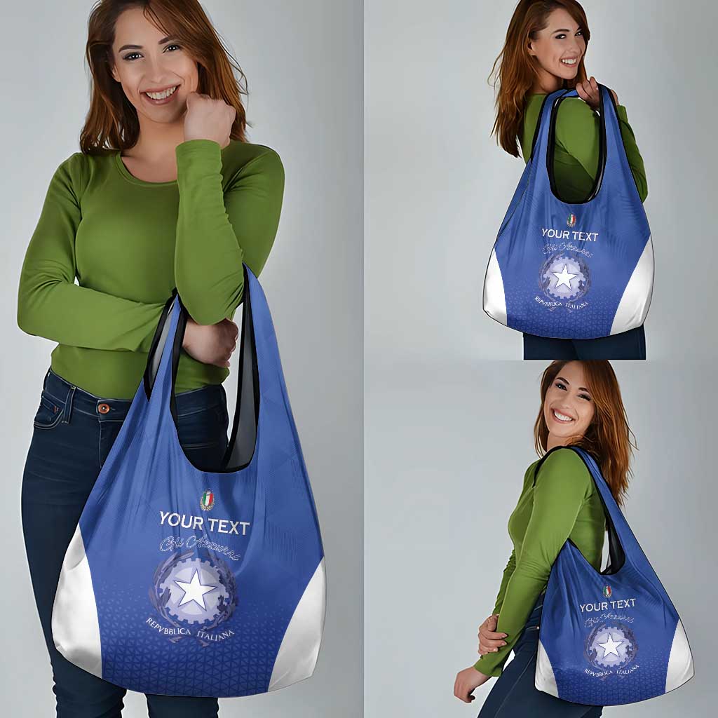 Italy Rugby Custom Grocery Bag Go Gli Azzurri - Wonder Print Shop
