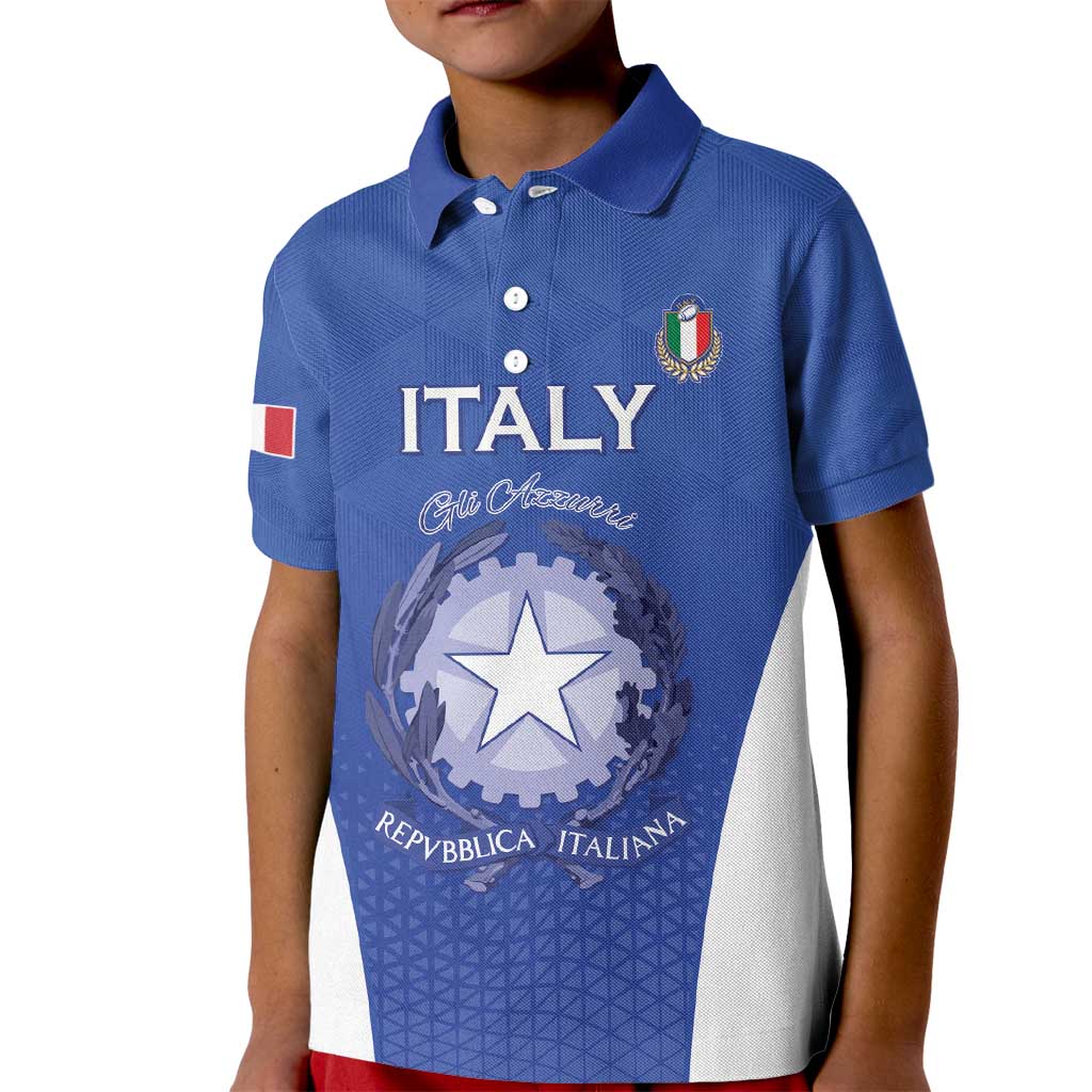 Italy Rugby Custom Kid Polo Shirt Go Gli Azzurri - Wonder Print Shop