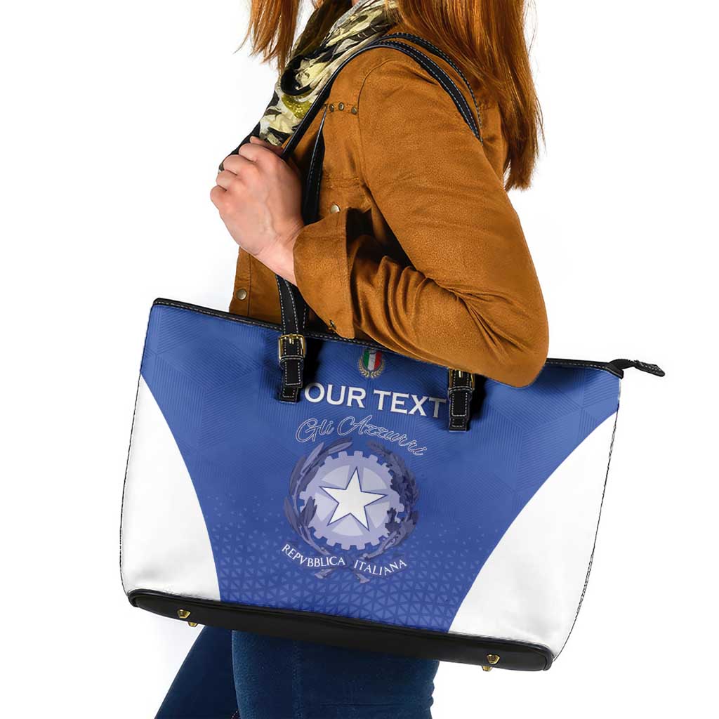Italy Rugby Custom Leather Tote Bag Go Gli Azzurri - Wonder Print Shop