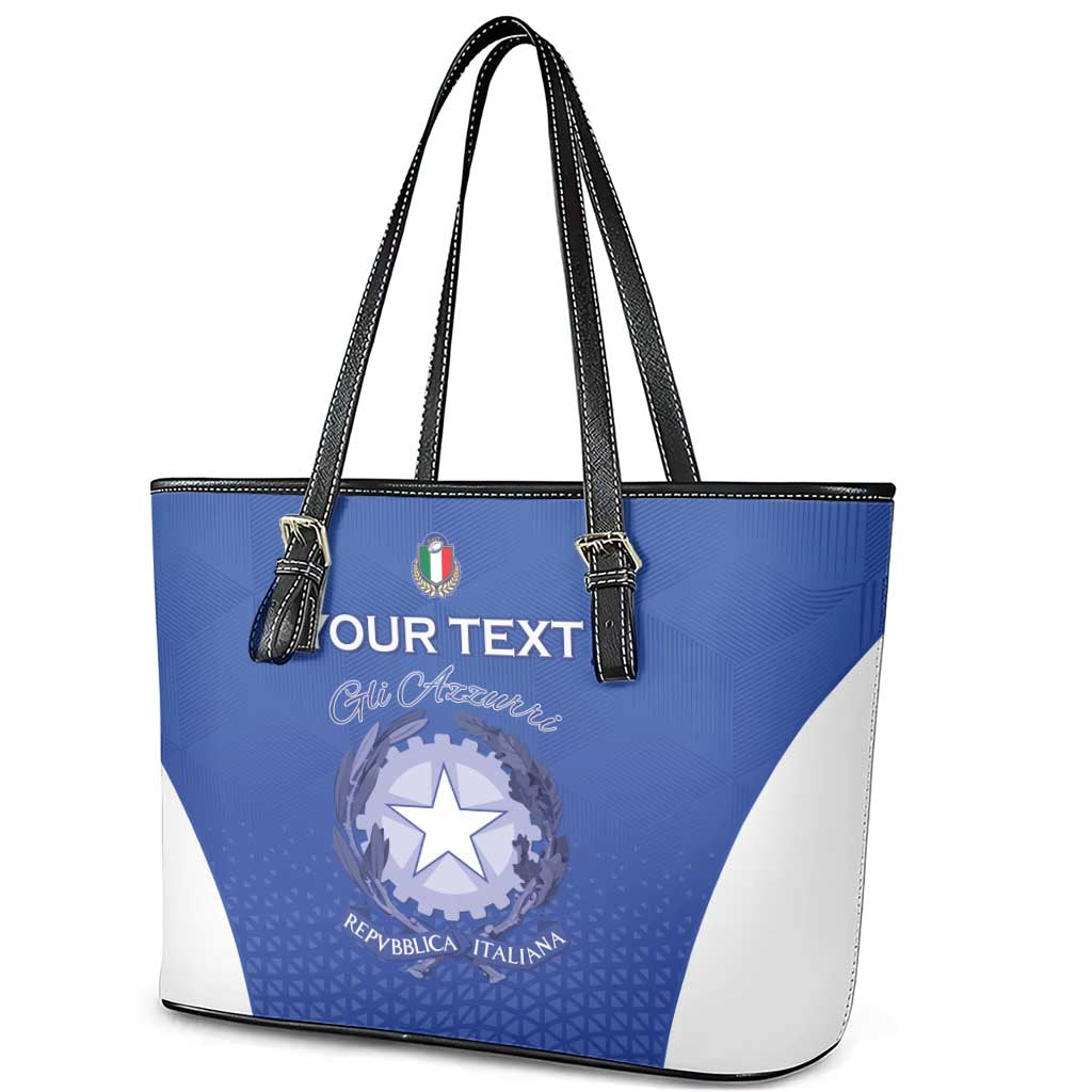 Italy Rugby Custom Leather Tote Bag Go Gli Azzurri - Wonder Print Shop