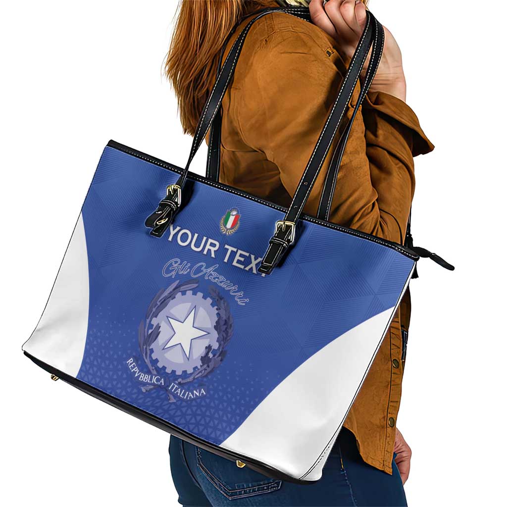 Italy Rugby Custom Leather Tote Bag Go Gli Azzurri - Wonder Print Shop