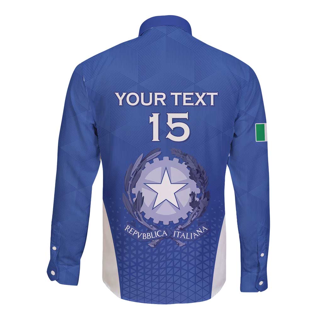 Italy Rugby Custom Long Sleeve Button Shirt Go Gli Azzurri - Wonder Print Shop