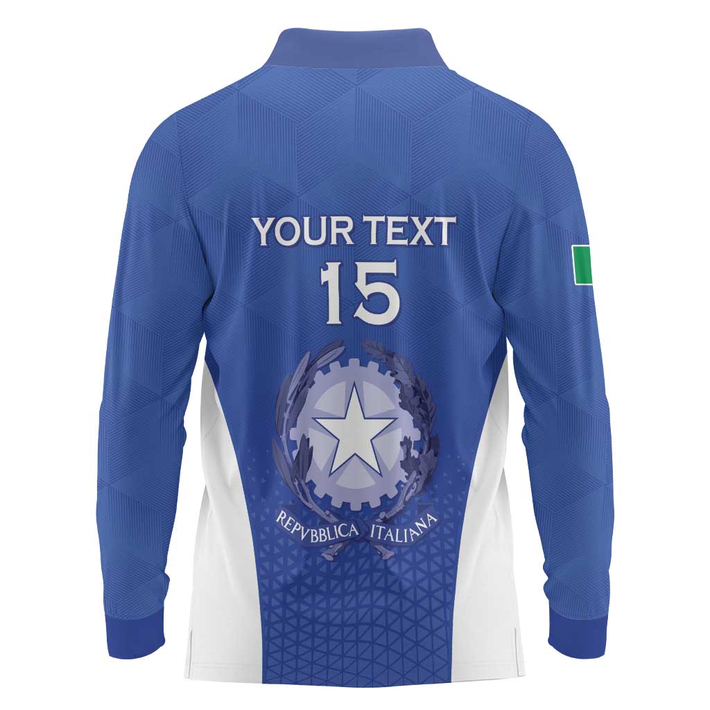 Italy Rugby Custom Long Sleeve Polo Shirt Go Gli Azzurri - Wonder Print Shop