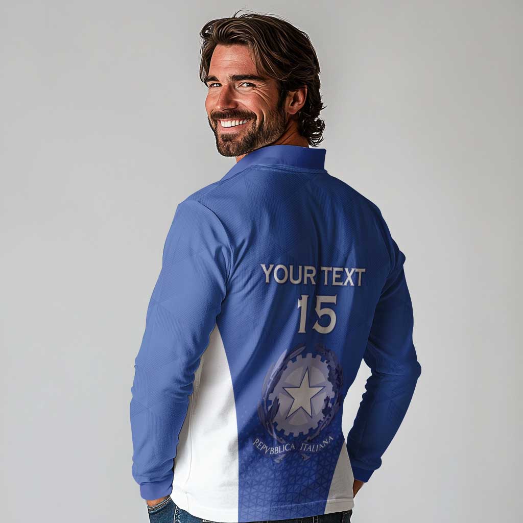 Italy Rugby Custom Long Sleeve Polo Shirt Go Gli Azzurri - Wonder Print Shop