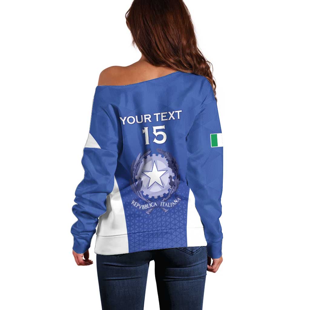 Italy Rugby Custom Off Shoulder Sweater Go Gli Azzurri - Wonder Print Shop
