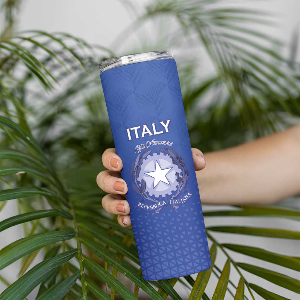 Italy Rugby Custom Skinny Tumbler Go Gli Azzurri - Wonder Print Shop