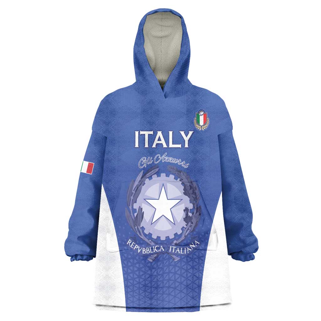 Italy Rugby Custom Wearable Blanket Hoodie Go Gli Azzurri - Wonder Print Shop