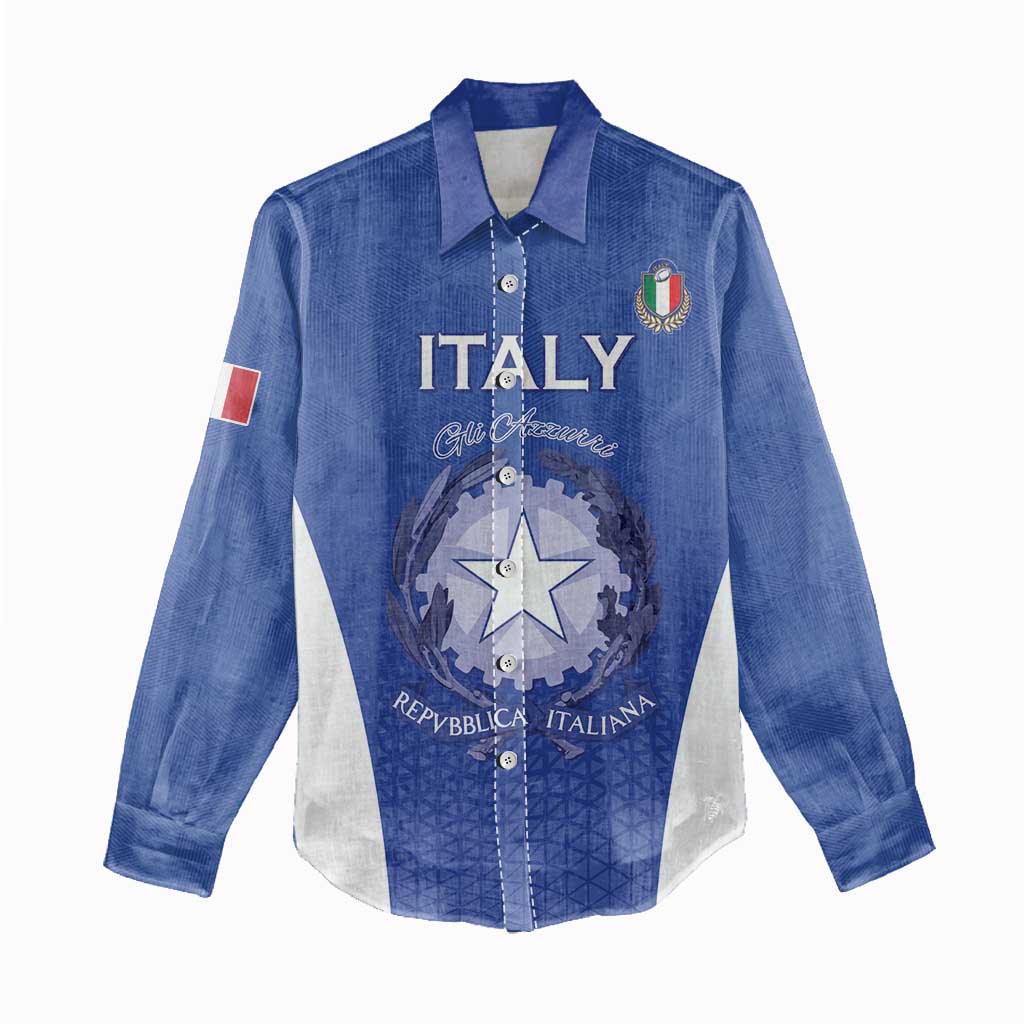 Italy Rugby Custom Women Casual Shirt Go Gli Azzurri - Wonder Print Shop
