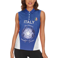 Italy Rugby Custom Women Sleeveless Polo Shirt Go Gli Azzurri - Wonder Print Shop