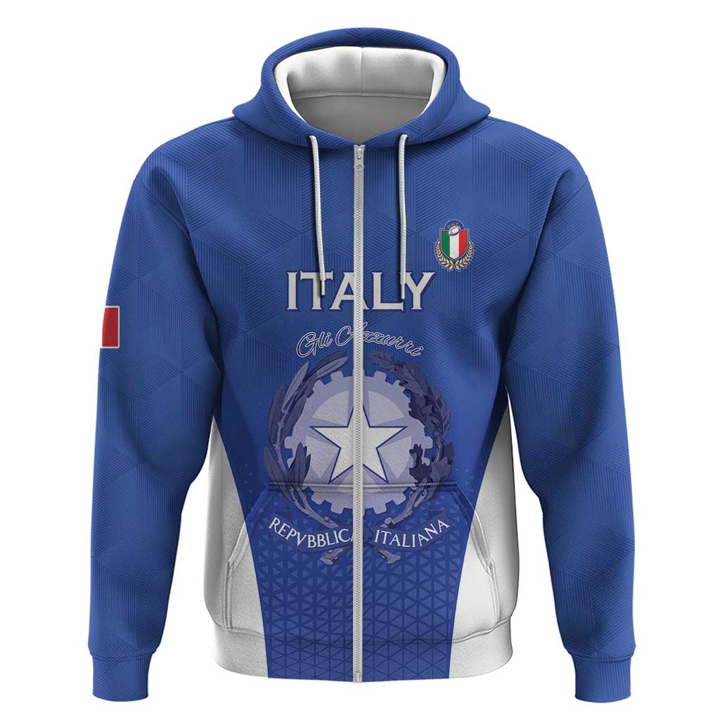 Italy Rugby Custom Zip Hoodie Go Gli Azzurri - Wonder Print Shop