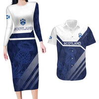 Scotland Rugby Custom Couples Matching Long Sleeve Bodycon Dress and Hawaiian Shirt Come On Thistle - Wonder Print Shop