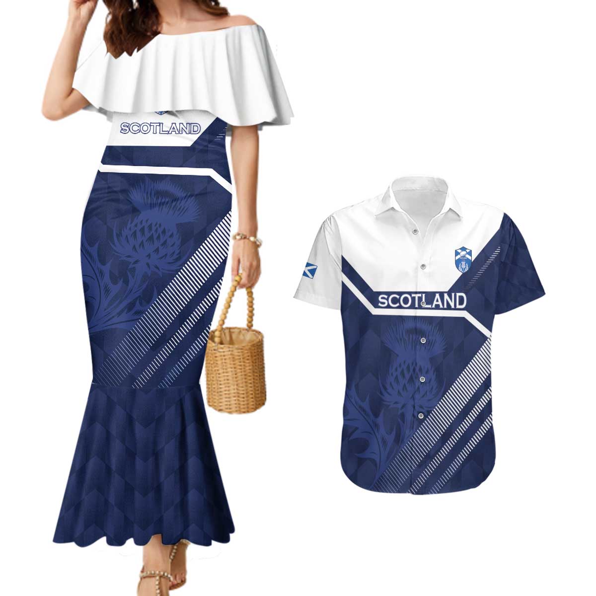Scotland Rugby Custom Couples Matching Mermaid Dress and Hawaiian Shirt Come On Thistle - Wonder Print Shop