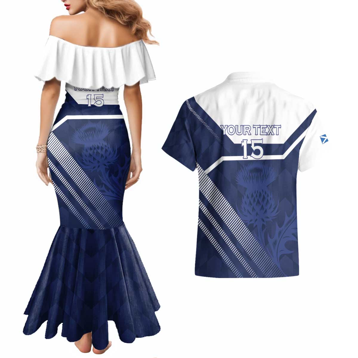 Scotland Rugby Custom Couples Matching Mermaid Dress and Hawaiian Shirt Come On Thistle - Wonder Print Shop