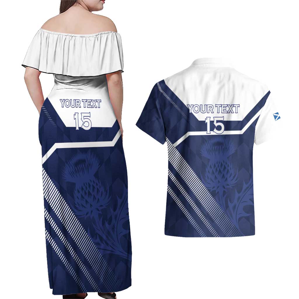 Scotland Rugby Custom Couples Matching Off Shoulder Maxi Dress and Hawaiian Shirt Come On Thistle - Wonder Print Shop