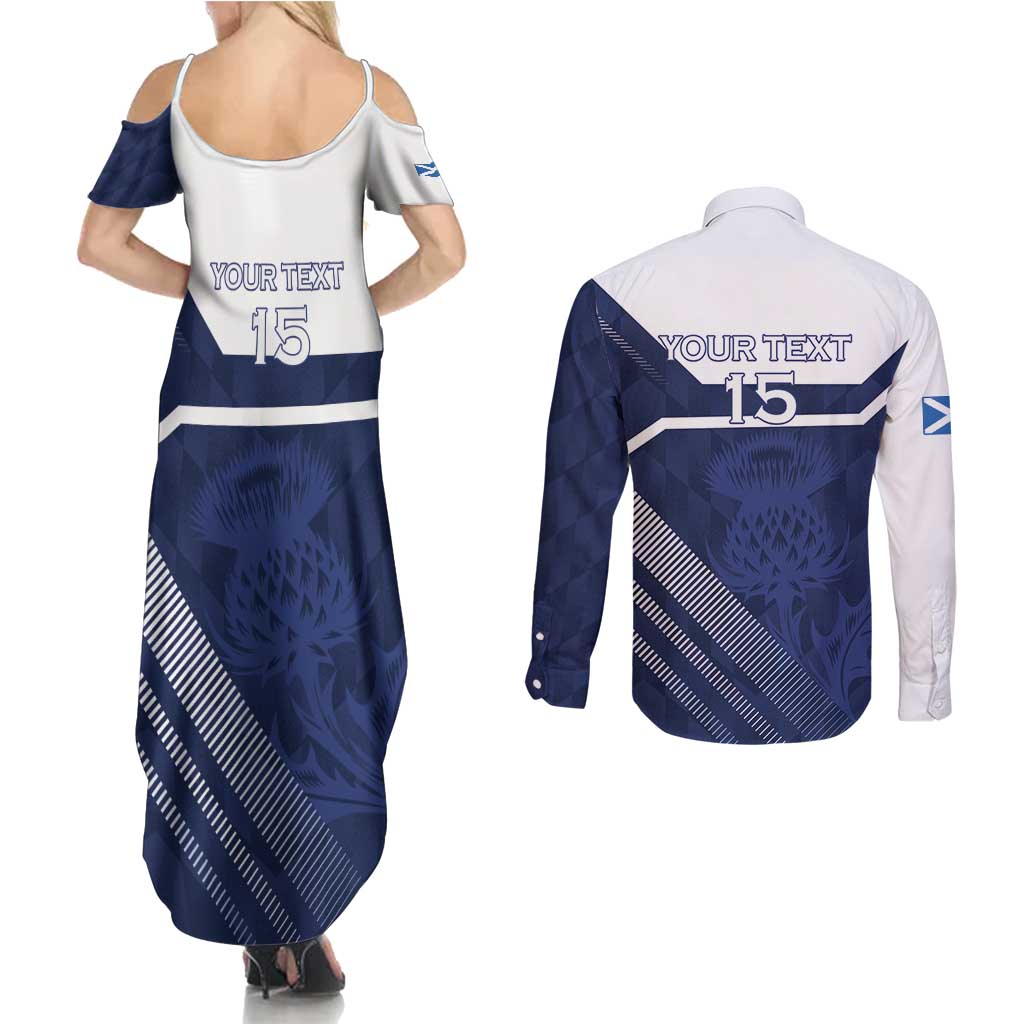 Scotland Rugby Custom Couples Matching Summer Maxi Dress and Long Sleeve Button Shirt Come On Thistle - Wonder Print Shop