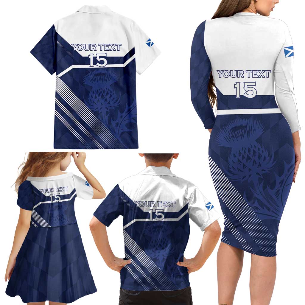 Scotland Rugby Custom Family Matching Long Sleeve Bodycon Dress and Hawaiian Shirt Come On Thistle - Wonder Print Shop