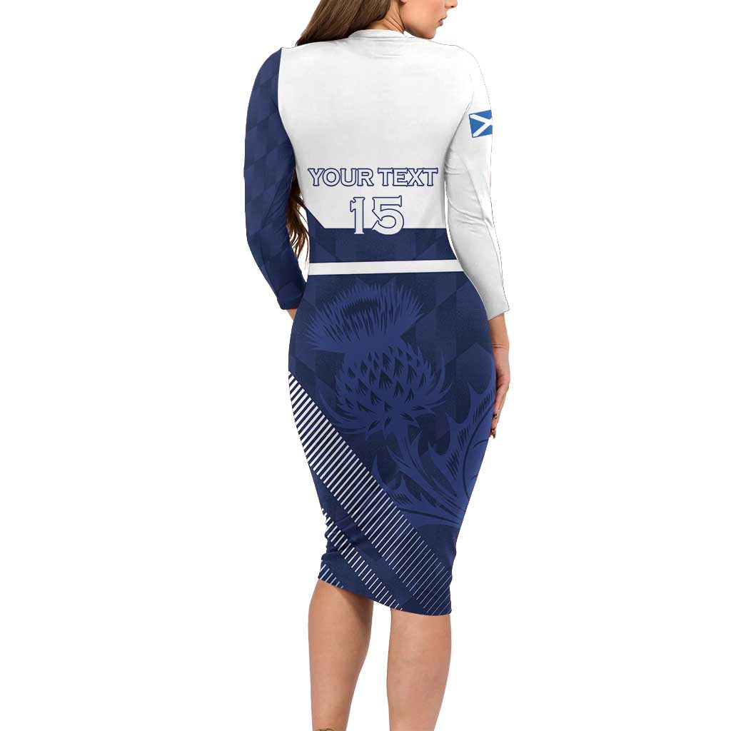 Scotland Rugby Custom Family Matching Long Sleeve Bodycon Dress and Hawaiian Shirt Come On Thistle - Wonder Print Shop