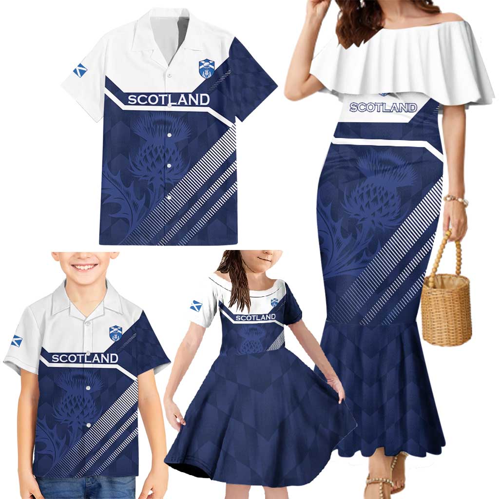 Scotland Rugby Custom Family Matching Mermaid Dress and Hawaiian Shirt Come On Thistle - Wonder Print Shop