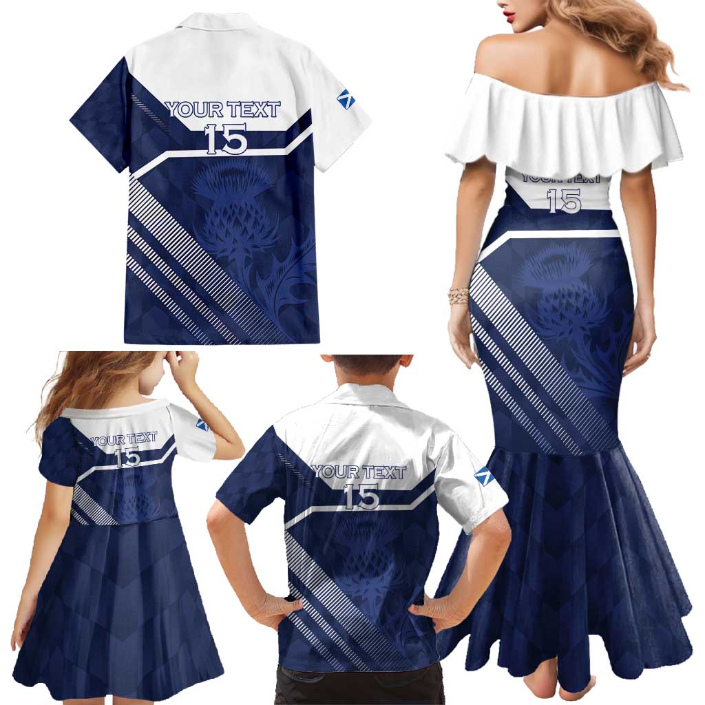 Scotland Rugby Custom Family Matching Mermaid Dress and Hawaiian Shirt Come On Thistle - Wonder Print Shop