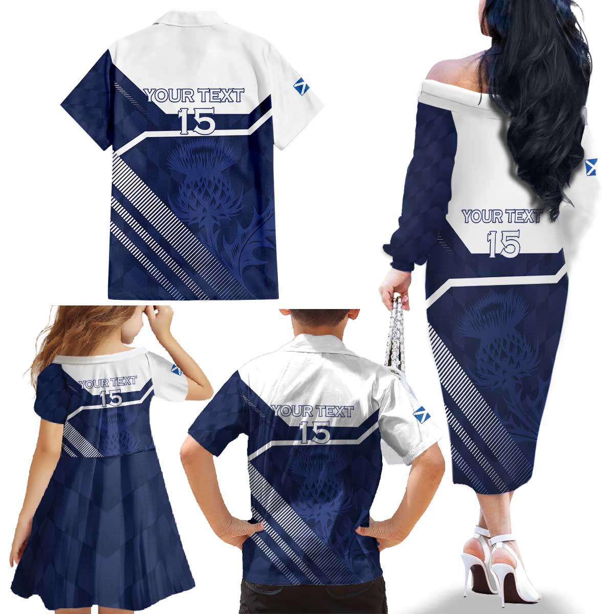Scotland Rugby Custom Family Matching Off The Shoulder Long Sleeve Dress and Hawaiian Shirt Come On Thistle - Wonder Print Shop