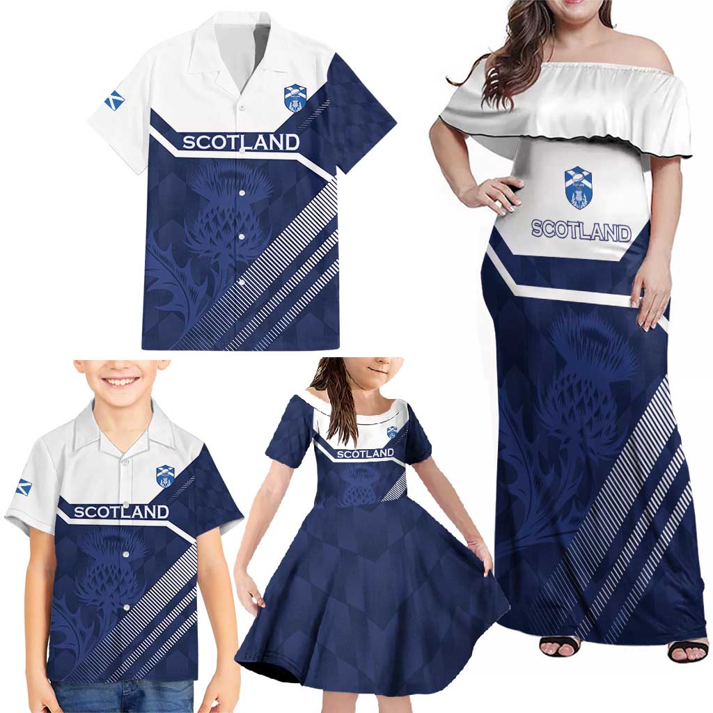 Scotland Rugby Custom Family Matching Off Shoulder Maxi Dress and Hawaiian Shirt Come On Thistle - Wonder Print Shop
