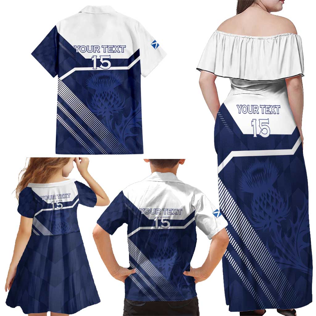 Scotland Rugby Custom Family Matching Off Shoulder Maxi Dress and Hawaiian Shirt Come On Thistle - Wonder Print Shop