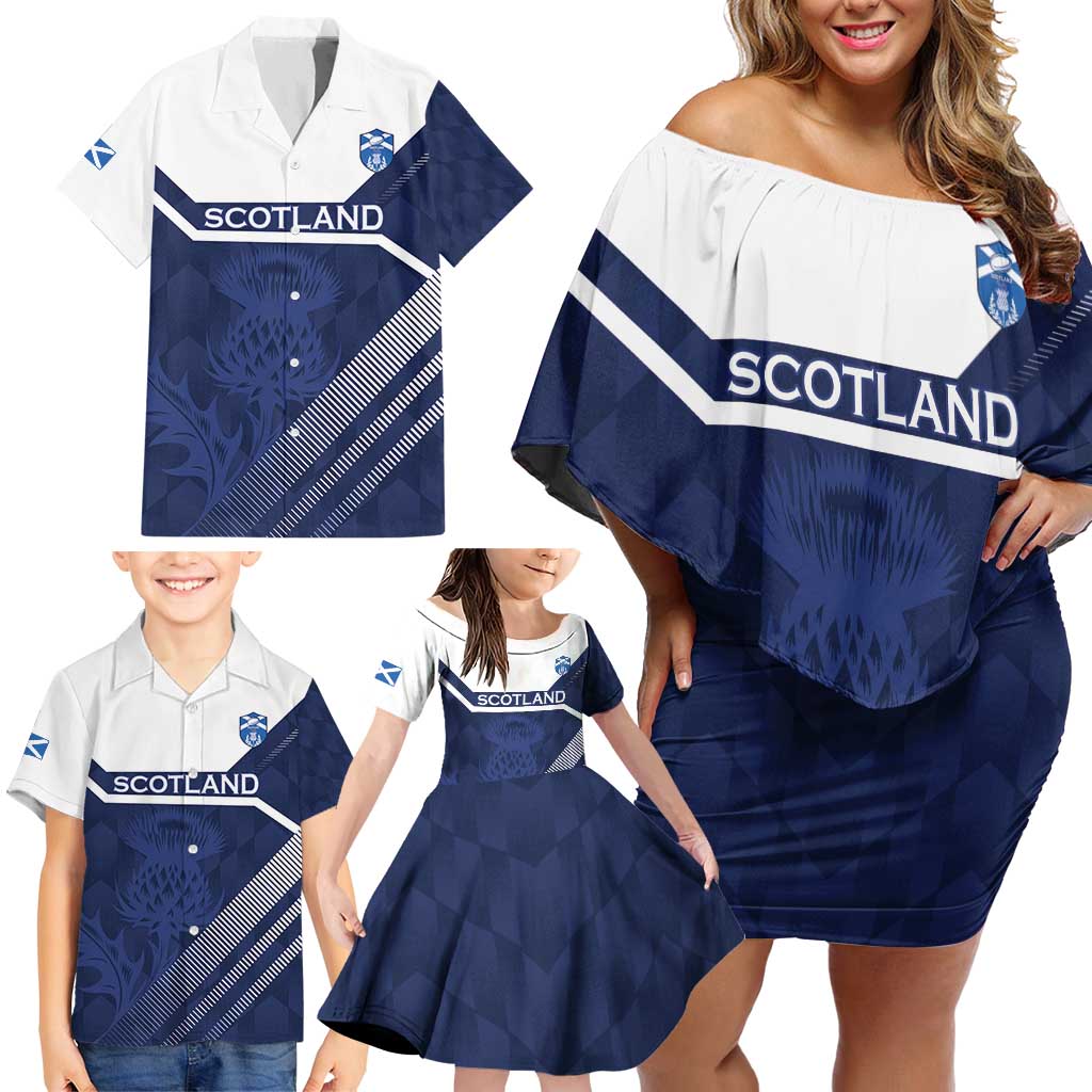 Scotland Rugby Custom Family Matching Off Shoulder Short Dress and Hawaiian Shirt Come On Thistle - Wonder Print Shop